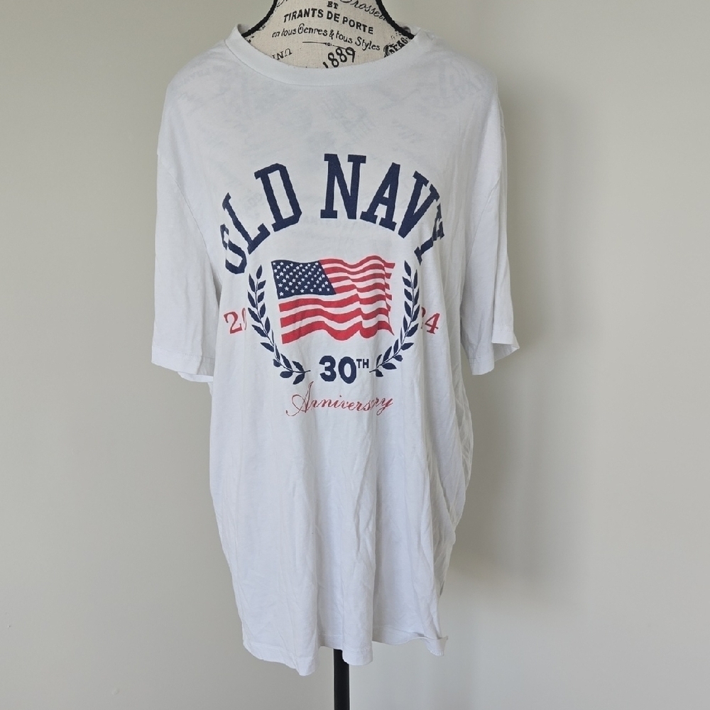 Old Navy White 30th Anniversary Tee